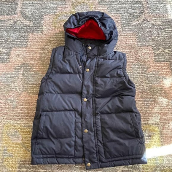 Crewcuts Other - J.Crew | Crewcuts Boys Hooded Puffer Vest Quilted Navy Blue Outdoor Size 10